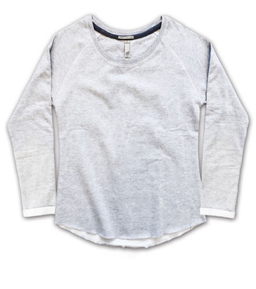 Sweat-shirt raglan à col rond pour femme - 14W - Blanc chiné